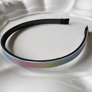 Thin & Flat Pastel Rainbow Sparkling Headband Narrow Rhinestones Glitter Sparkle